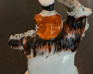 Pair of Antique Staffordshire Girl with Goat Figurines. Each Measures 4" W x 5" H. Photo 2 of 6.