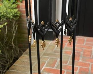 Wrought Iron Gate Side Table with Marble Top. Measures 12" W x 6" D x 26" H. Photo 1 of 3.