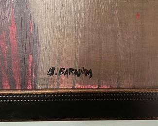 Brenda Barnum. Violet Floral in Ivory. Oil on canvas. Signed by artist. Measures 35" x 47." Photo 2 of 2.