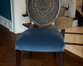 Set of 8 custom upholstered Hooker Dalton Wood Back side chairs. Each measures 20.5" W x 40" H with 18" seat height. Photo 1 of 3.