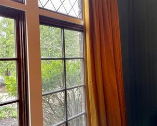 Set of 2 Copper Pleated Silk Curtain Panels. Each measures 110" L.