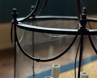 John Rossellini Empire Tole Light Fixture. Measures 16" D x 22.5" H. Three 60W sockets. Photo 3 of 3.