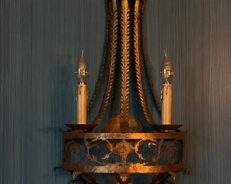 Pair of gilt wall sconces. Photo 1 of 3.