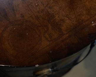 Maitland-Smith STYLE faux leather side table with leather pulls & stepping details and brass trim - 2 available. One needs work. Photo 2 of 2.