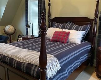 Pottery Barn Montego tall four poster Queen Bed in mahogany stain. Photo 1 of 3.
