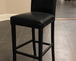 Set of three black leather bar stools. 32" H seat height. Photo 1 of 2.