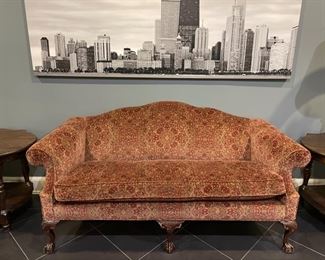 Antique camelback sofa upholstered in Ralph Lauren velvet fabric. Photo 1 of 3.