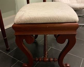 Vintage cherry wood bench. Needs new upholstery. Did you know we have an interior designer on staff that can assist with fabric selection? Photo 1 of 3.
