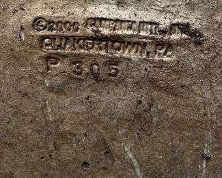 Pair of stamped Campania International cast stone planters. Each measures 12" H x 15" D. Photo 2 of 2.