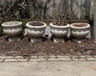 Cast stone planters - 4 available. Each measures 19" H with 19" opening. Photo 1 of 2.