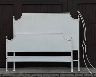 Vintage queen metal bed-frame with optional canopy top.