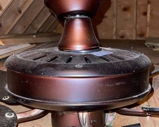 Bronzed metal outdoor ceiling fan. Photo 1 of 2.
