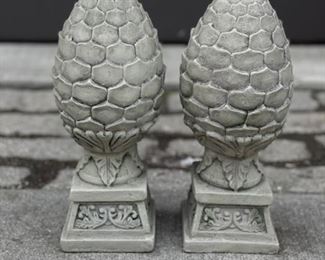 Pair of composite artichoke finials.