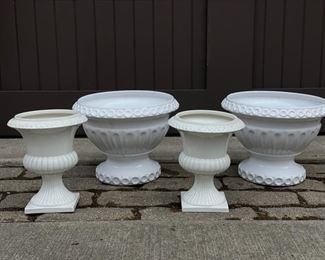 Glazed ceramic urns.