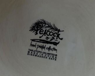 Peacock hand-painted collection 12" D bowl. Photo 2 of 2.
