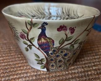 Peacock hand-painted collection 16" D bowl. Photo 1 of 2.