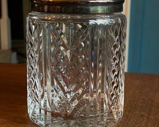 Waterford Crystal biscuit jar with silver top. Photo 1 of 3.