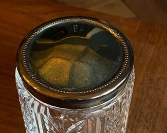 Waterford Crystal biscuit jar with silver top. Photo 2 of 3.