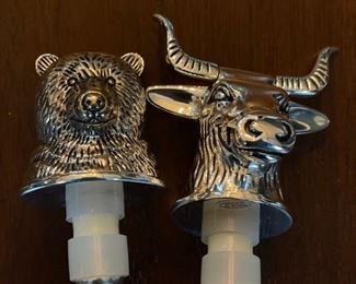 Bull and Bear wine stoppers.