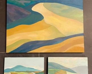 Ursula Jonas Landscapes: one 24" x 24" and two 12" x 12" oils on canvas signed by artist. Photo 1 of 6.