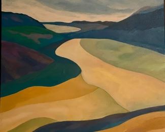 Ursula Jonas Landscapes: one 24" x 24" and two 12" x 12" oils on canvas signed by artist. Photo 4 of 6.