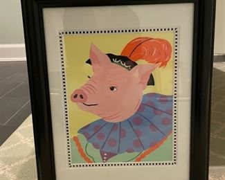 One-of-a-kind original Royal Animal paintings. Set includes cow, pig, dog and cat. Photo 2 of 4.