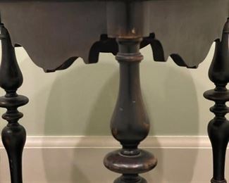 Carved wood side table. Measures 24" D x 20" H. Great as is, strip to original wood grain or paint for coastal chic look and feel. Photo 2 of 3.