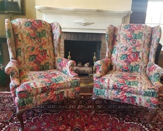 Lovely pair of wingback chairs