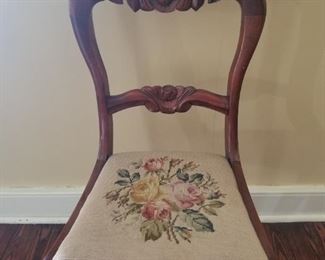 Sweet side chair with needlepoint seat
