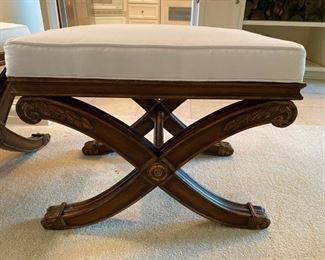 Pair of Ethan Allen French Empire Regency Style X-Base Benches