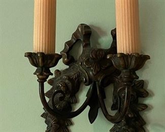 Pair of Italian Bow, Double Candle Sconces