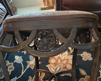 Weathered leather and iron Footstool