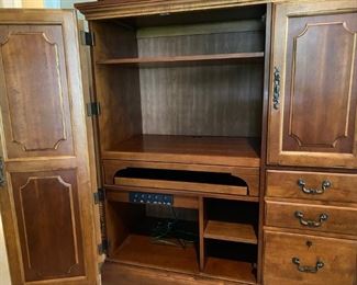 HOOKER, Computer Armoire in cherry hardwood with plenty of storage space