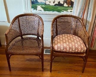 Barrel back cane chairs by Heirloom