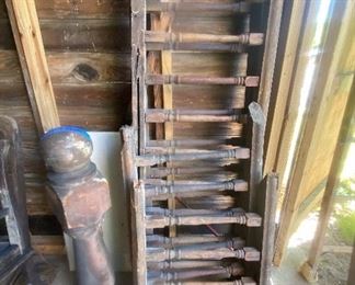 Antique wood railing and post
