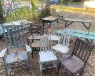 Lots of antique and vintage chairs