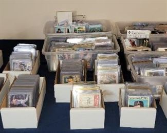 Collector cards from a previous card shop. There's baseball, football, basketball and golf trading cards (some vintage and some newer)