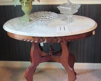Oval Marble Top Lamp Table