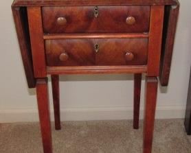 Antique Double Drawer Drop Leaf Side Table