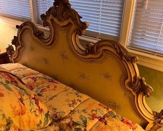 Carved handpainted French style bed