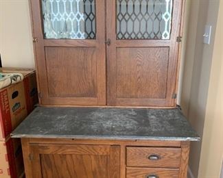 #1	Two piece wood Hoozier with metal top and flour hopper 40x28x29.5-69	 $850.00 
