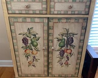 #4	Wood painted fruit cabinet 1 drawer, 2 door 32x13x42	 $175.00 
