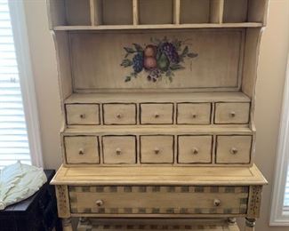 #5	Painted fruit 2 piece buffet 12 drawer 42x16x31-76	 $300.00 
