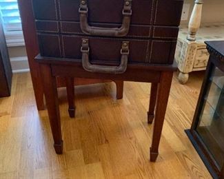 #8	Wood and leather 1 drawer lift top side table 18x11.5x27	 $150.00 
