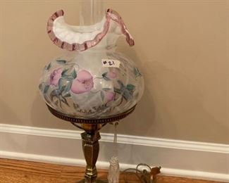 #21	Painted ruffle top shade table lamp 20"	 $175.00 
