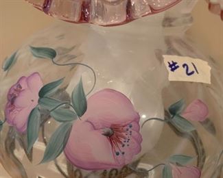 #21	Painted ruffle top shade table lamp 20"	 $175.00 
