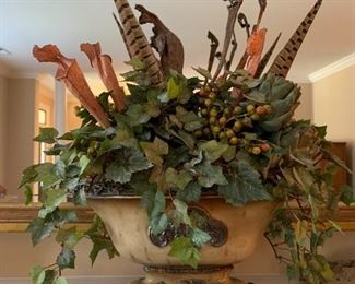 #28	Flower arrangement with coral flowers and feathers 20"	 $65.00 
