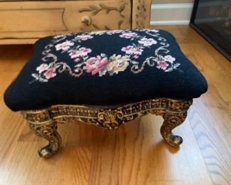 #36	Brass needlepoint tuffet 15x11x8	 $45.00 
