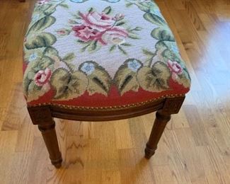 #42	Rose needlepoint nail studded stool 15x15x19	 $100.00 
