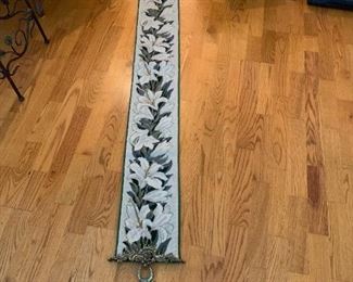 #49	Needlepoint lilly bell pull - brass with bell 72x8	 $75.00 
